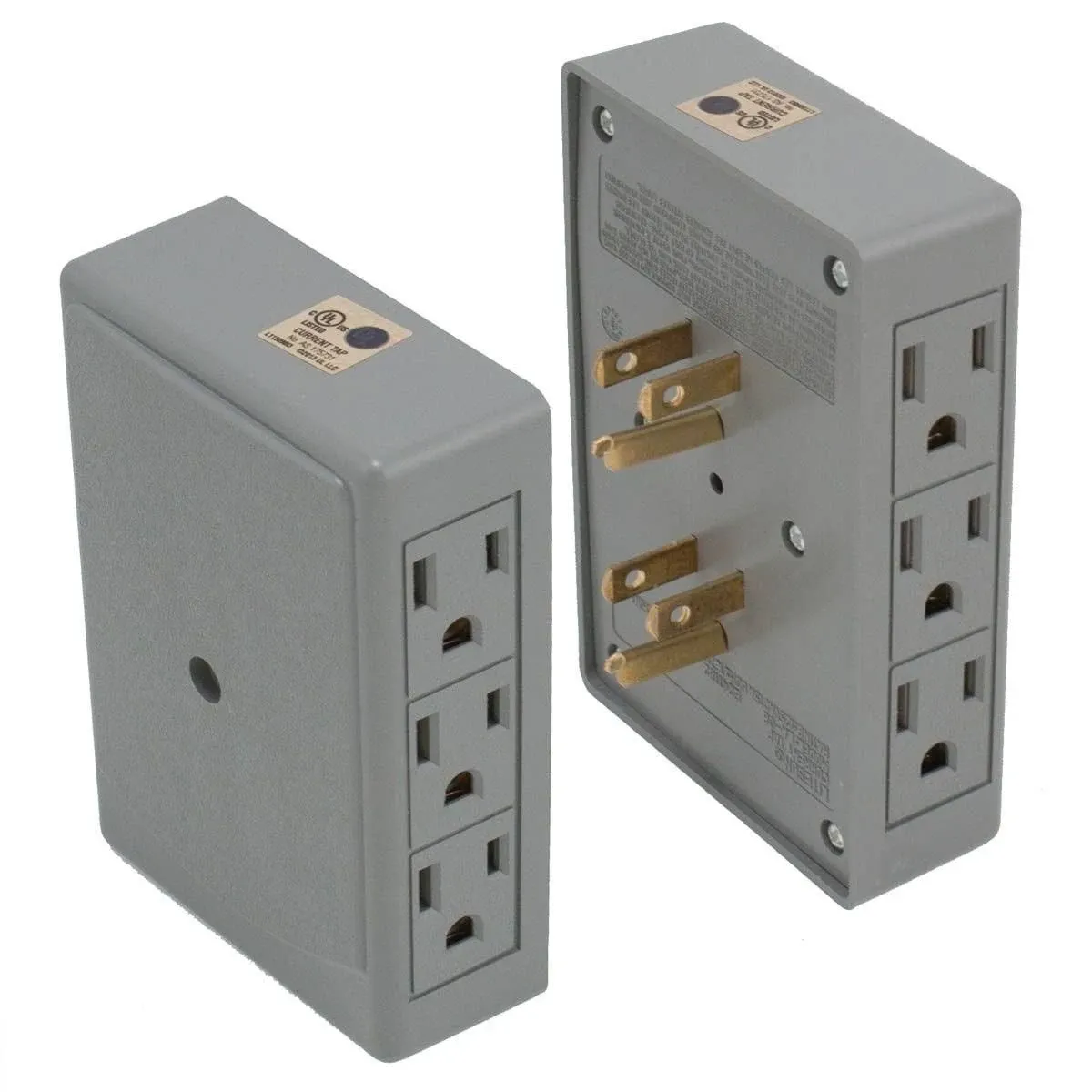 2 Side Entry 6-Way Electrical Socket Outlet Splitter In-Wall Tap Adapter In Grey