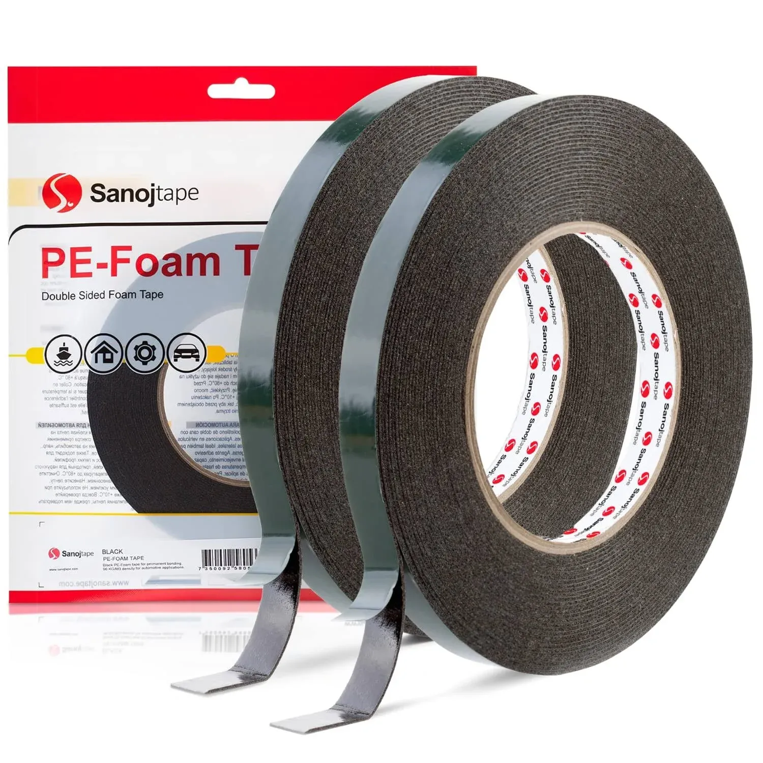 Sanojtape Ultra Strong Black Double Sided Tape (2-Pack) 12mm x 10M | Perfect ...