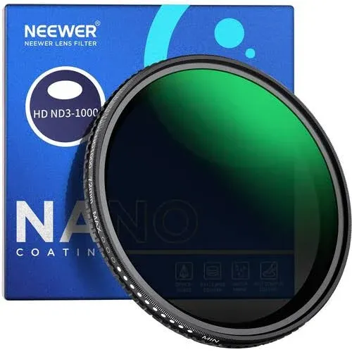 Neewer 82mm Variable ND Filter ND3-ND1000, 1.5-10 Limited Stops Neutral Density Filter with HD Optical Glass & Double Sided 30 Layer Nano Coatings, Water Repellent/Scratch Resistant/Aluminum Frame