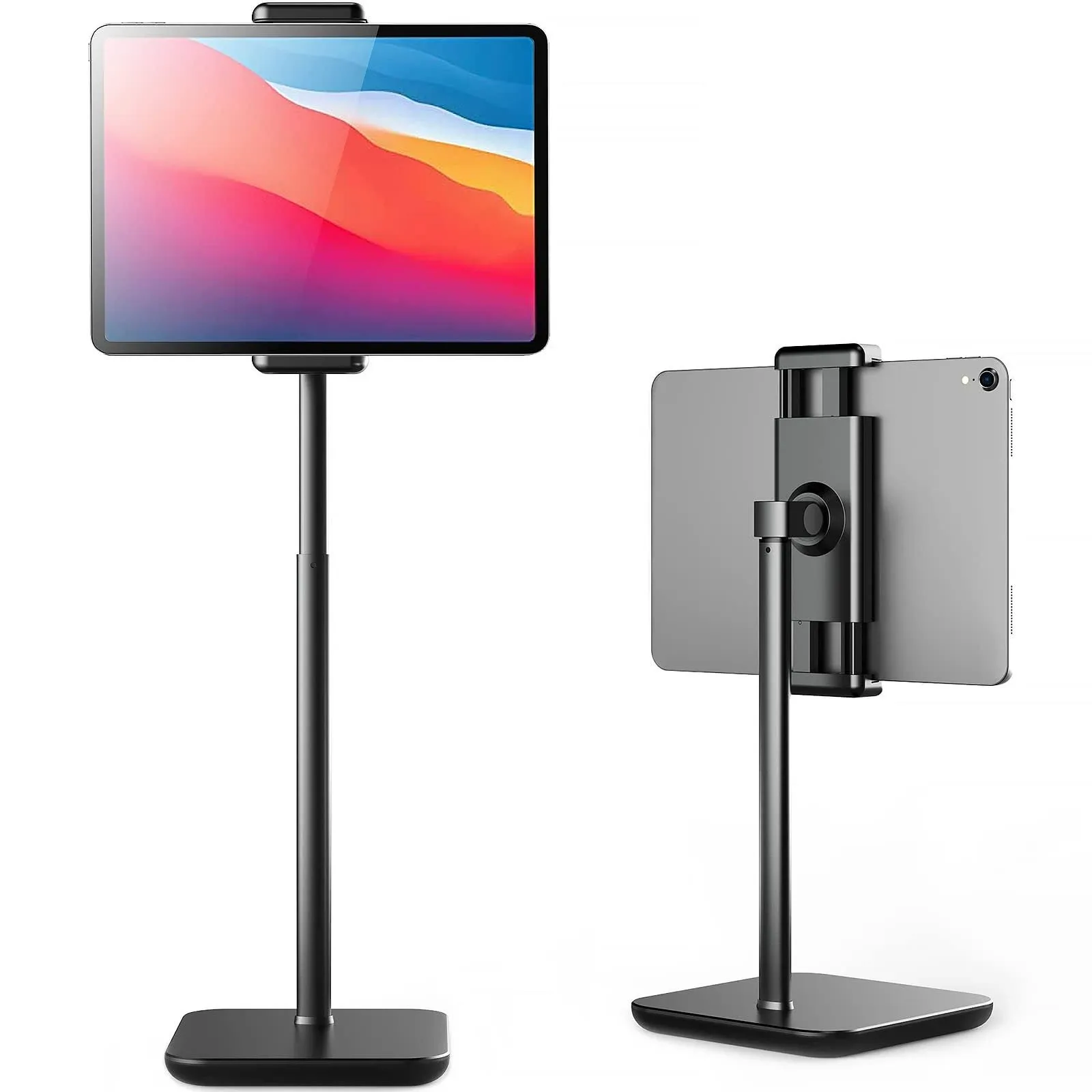 Adjustable iPad Stand with 21 Height Extension 360 Swivel Tablet Holder for Desk