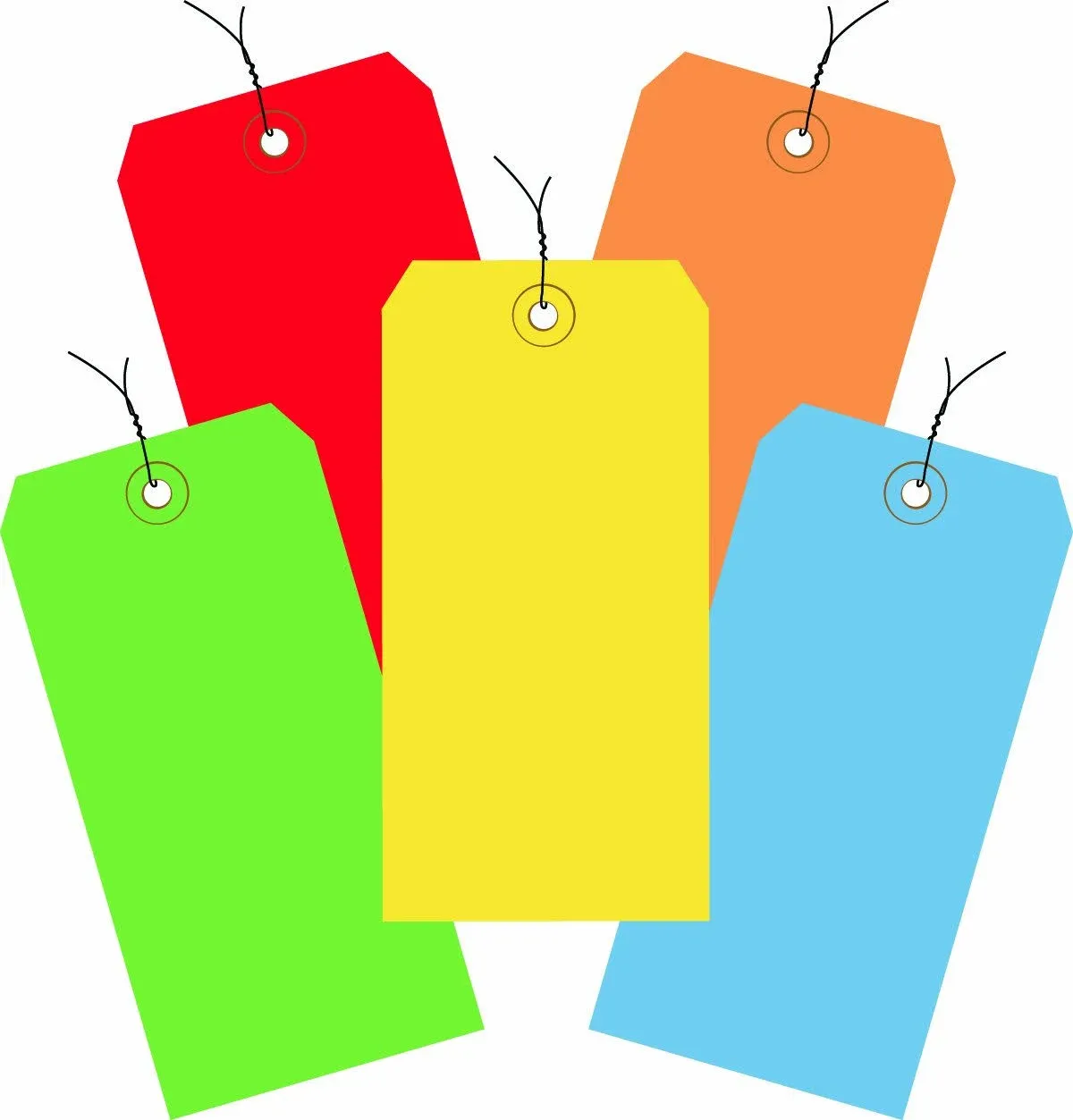 4 3/4 x 2 3/8" Assorted Color 13 Pt. Shipping Tags - Pre-Wired G20003