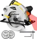 Enventor Electric Circular Saw, Corded 12A Skill Saw 7-1/4-Inch with Laser Guide, 5500 RPM 1500W, Single Handed Bevel, 2 Blade Saws for Wood,