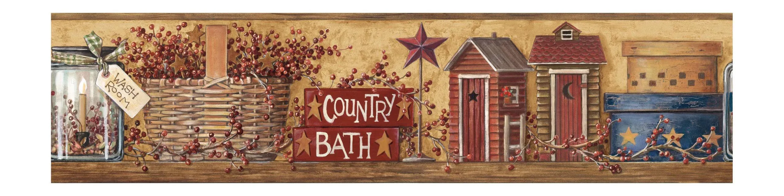 York Wallcoverings HK4650BD Border Book Country Bath Border Mustard