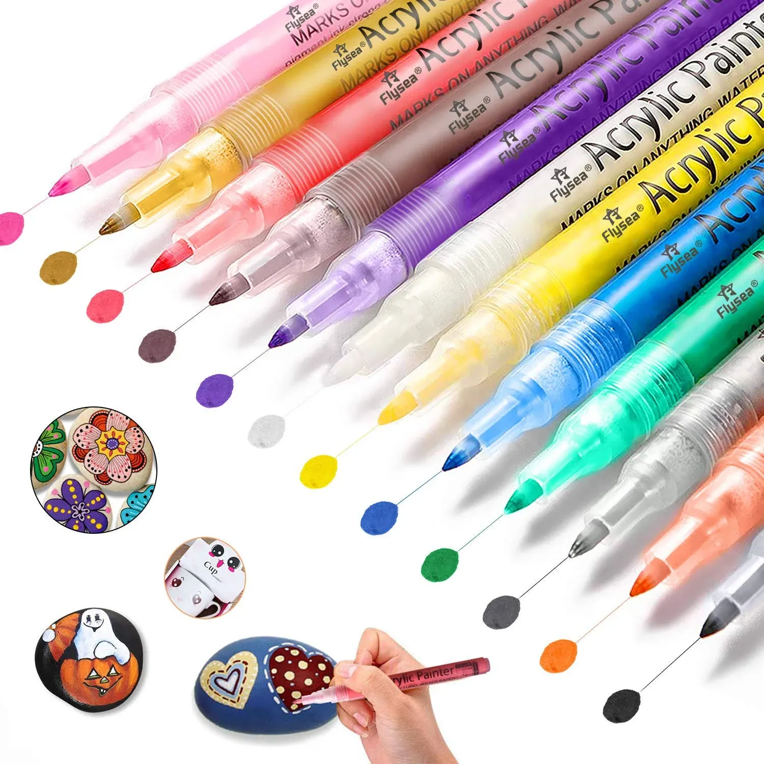 Acrylic Paint Markers 0.7mm, Set of 12 Colors