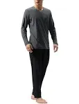 DAVID ARCHY Mens Pajamas Set Cotton Soft Sleepwear Long Sleeve Top & Bottoms PJs