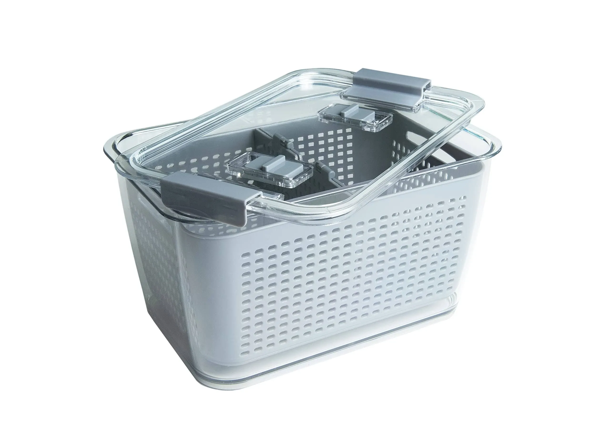 Kitchen Spaces Colander Stackable Food Storage Bin, Large, Gray