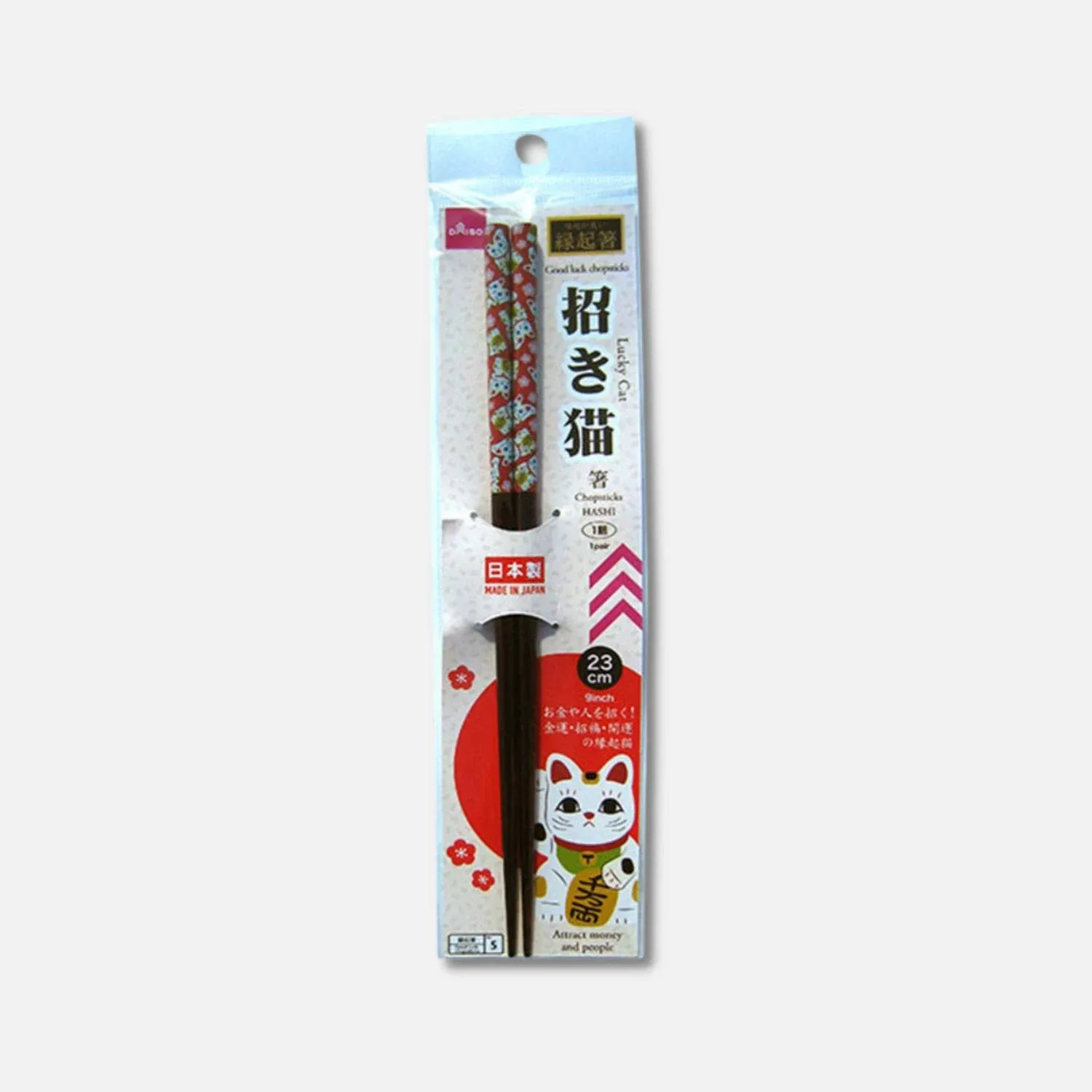 Daiso Good Luck Chopsticks 9.1in Made in Japan (Lucky Cat)