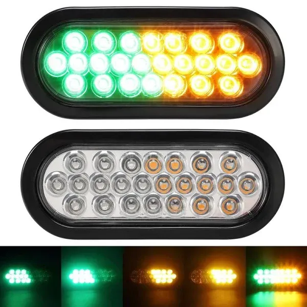 Partsam 2 Pcs 6 5 inch Oval Amber Green Strobe Lights 24LED Recessed with Quad ...