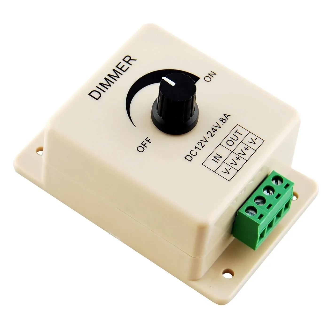 Manual Dimmer for LED Strip Light, 12V 8A Mountable with Terminals