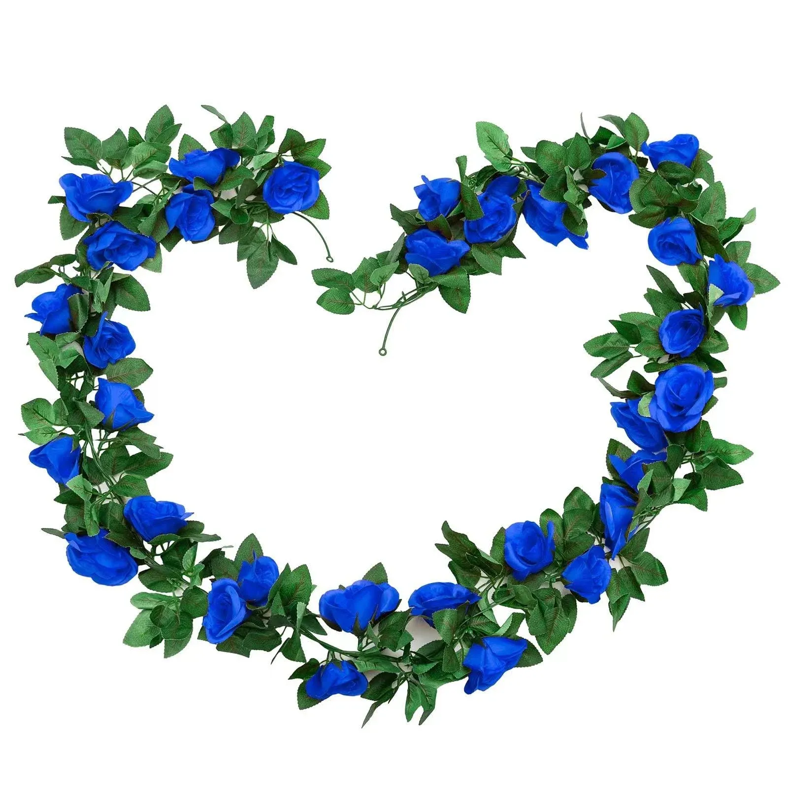 HXDISWSM Artificial Flower Garland 2 Pcs 15ft(7.5ft*2pcs) Royal Blue Rose ...