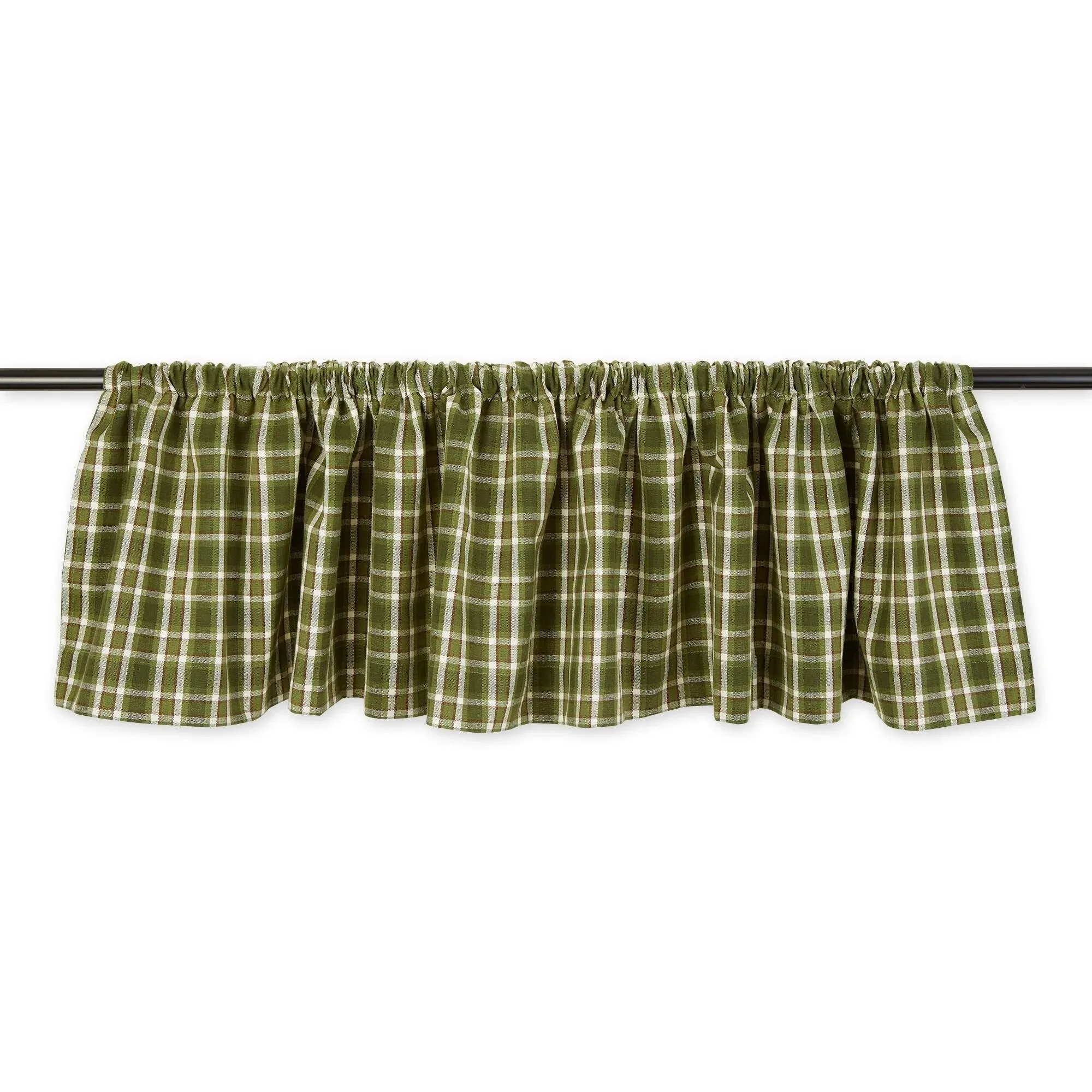 DII Window Valance Collection, 100% Cotton, Pre-Shrunk, Machine Washable, 2 Inch Curtain Rod Pocket, Single Panel, 72x14, Cascade Plaid