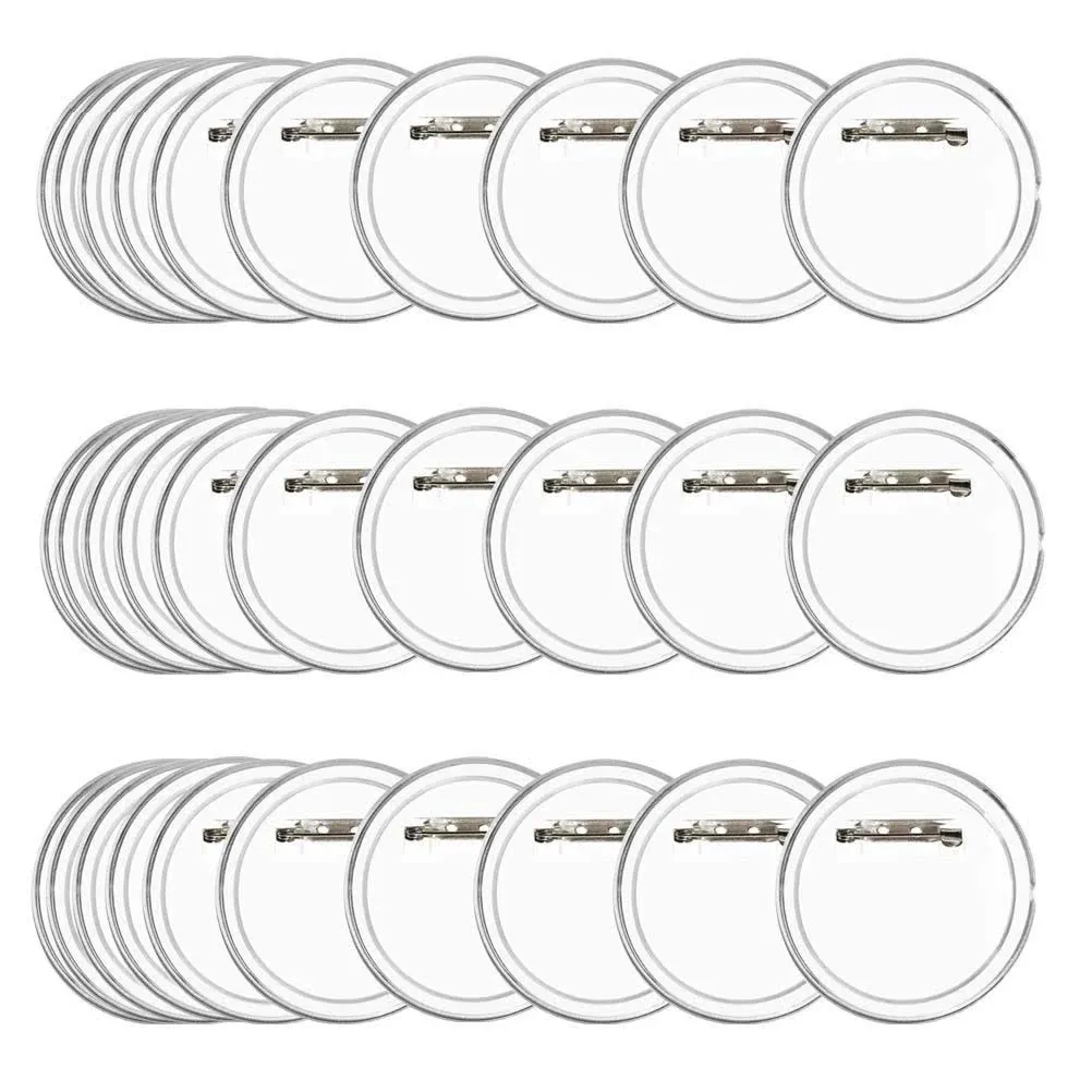 50Pcs 1.5 inch Acrylic Design Button Badge Clear Button Pin Badges Kit for DIY Crafts and Children's Paper Craft Activities and More