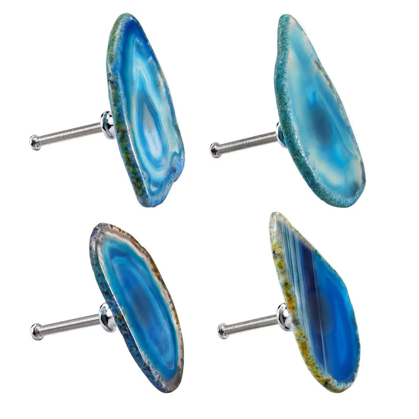 Ksmiley 4 Pack Blue Agate Slice Cabinet Knobs with Screws, Stone Drawer Pulls ...