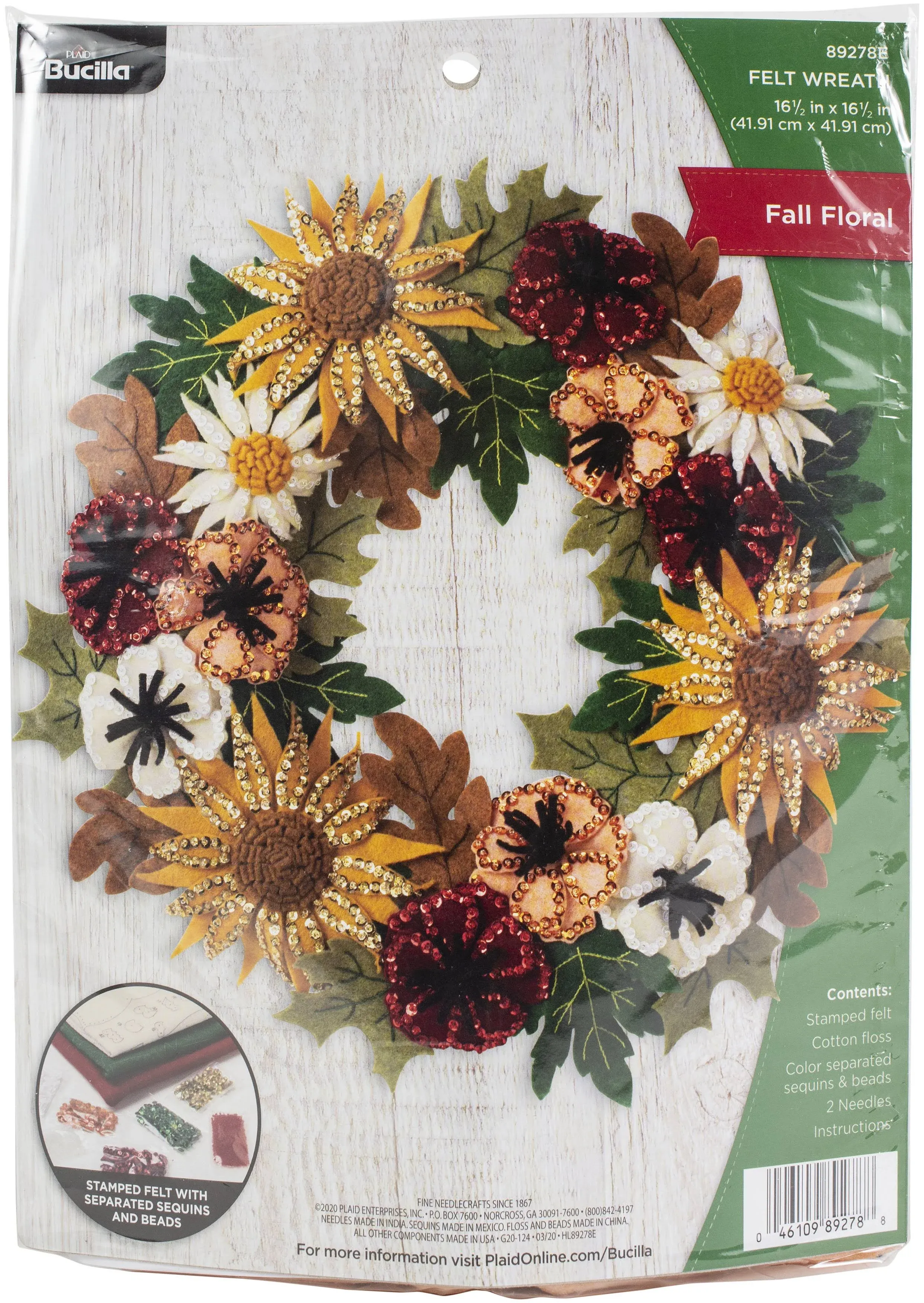 Bucilla 16" Felt Applique Wreath Kit - Floral Fall