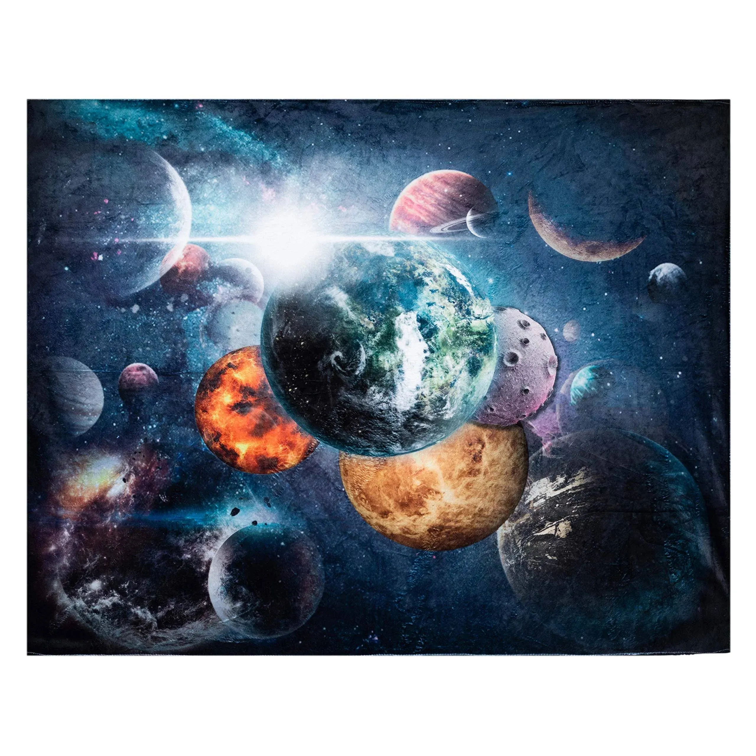 Solar System Throw Blanket, Extra-Large Outer Space Blanket for Kids Boys and