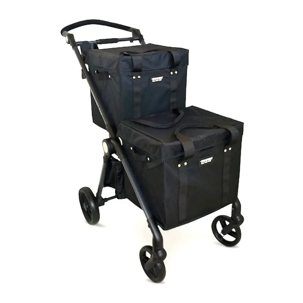 Black VOOMcart Personal Collapsible Grocery Cart with Wheels and Removable Baskets