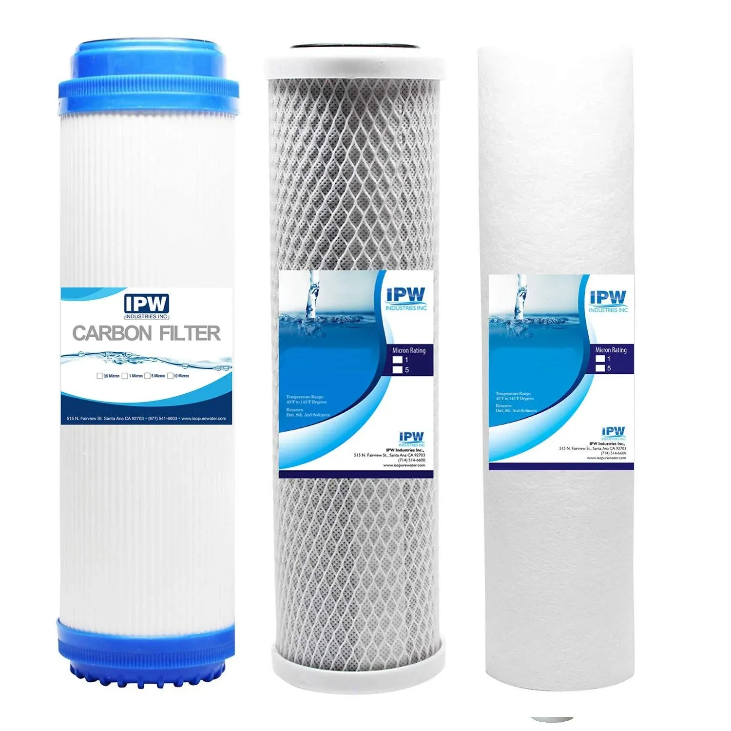 Fits iSpring F3 10-inch Universal Replacement Filter Set Cartridges for Reverse Osmosis and 3-Stage Water Filtration Systems