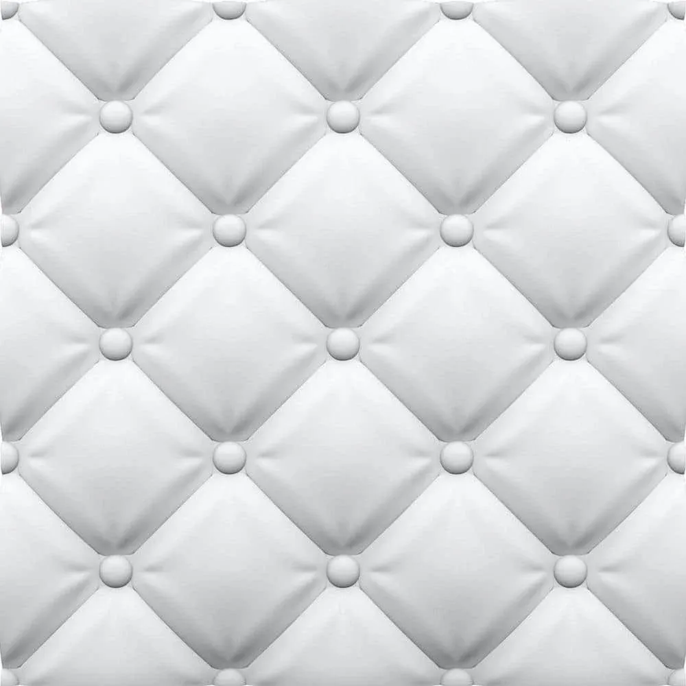 Seamless Tufted 24-in x 24-in Plain White Wall Panel (12-Pack), 12PK