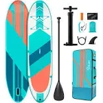 EVAJOY Inflatable Paddle Board 6'' Thick Around Stand Up Paddle Board with Portable iSUP Accessories & Waterproof Bag, Portable Hand Pump for Racing Touring Fishing, Safety Leash, Main Fin