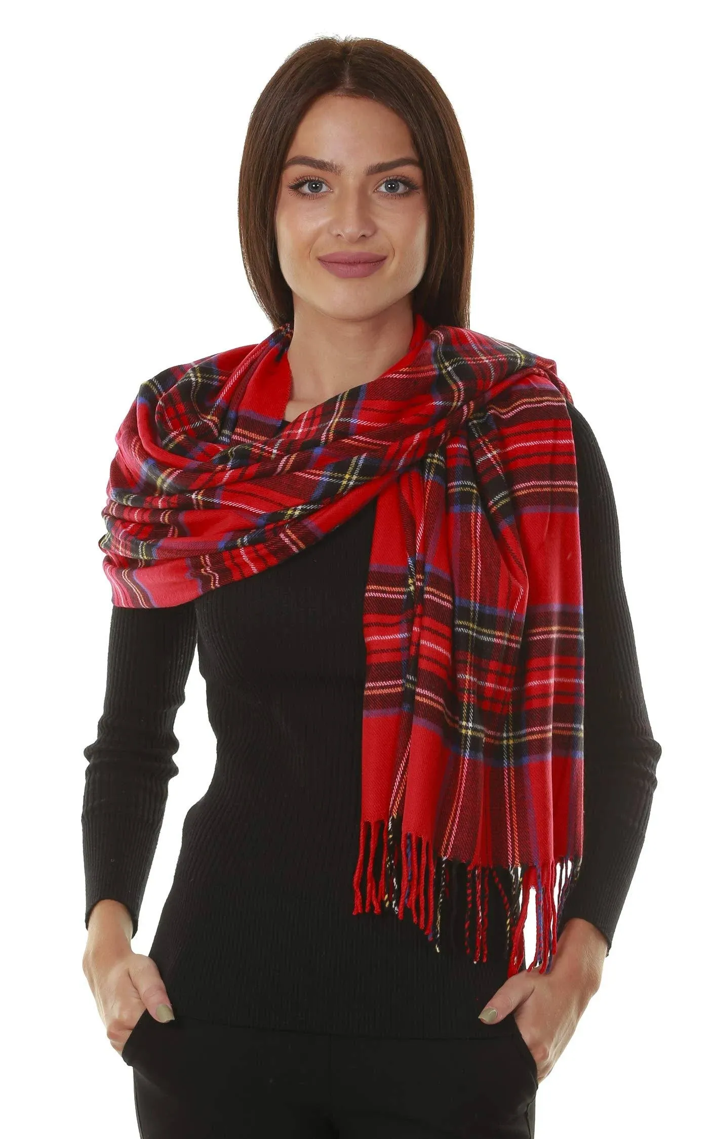 GILBIN'S Big Winter Warm Tartan Checked Cashmere Feel Shawl Blanket Scarf 80" x ...