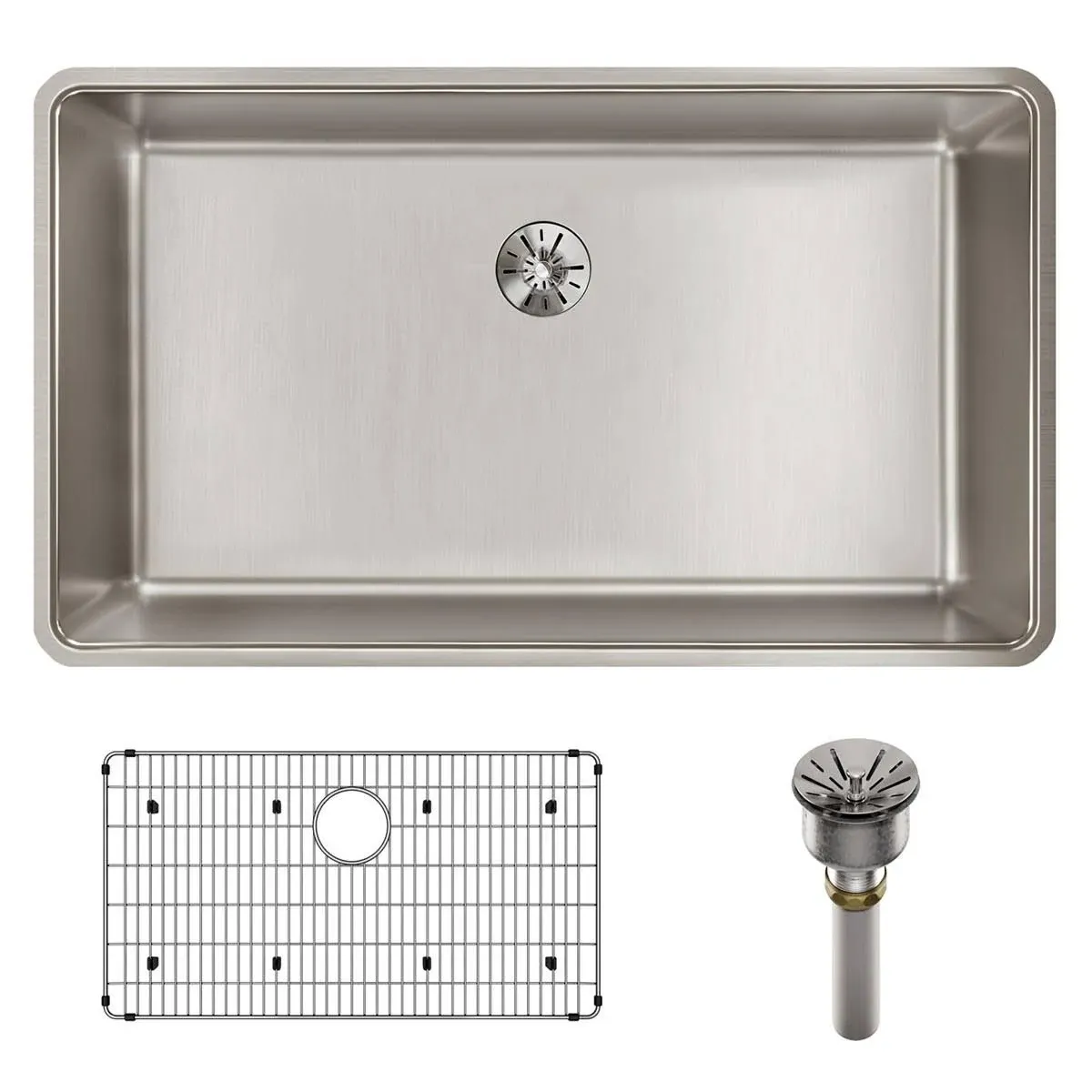 Lustertone Iconix&reg; 16 Gauge Stainless Steel 32-1/2 x 19-1/2&quot; x 9&quot; Single Bowl Undermount Sink Kit with Perfect Drain&reg;