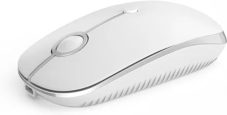 Bluetooth Wireless Mouse, 3 Mode (Dual Bluetooth+USB) Rechargeable Bluetooth Mouse, Silent Cordless Mouse with USB Receiver, 3 DPI Travel Mouse for Laptop, PC, MacBook, iPad, Tablet - White