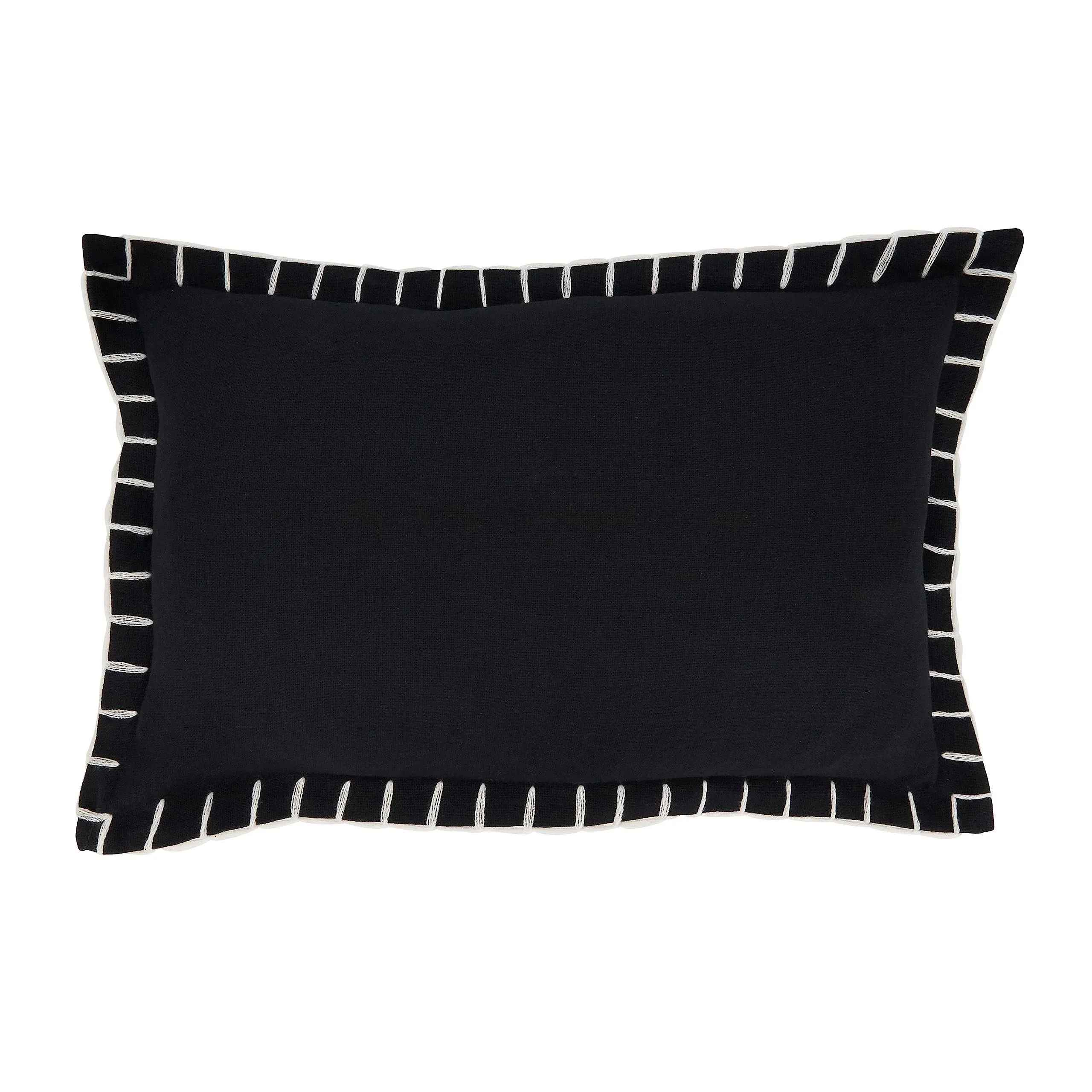 Saro Lifestyle Classic Charm Chunky Whip Stitch Down Filled Throw Pillow, Black ...