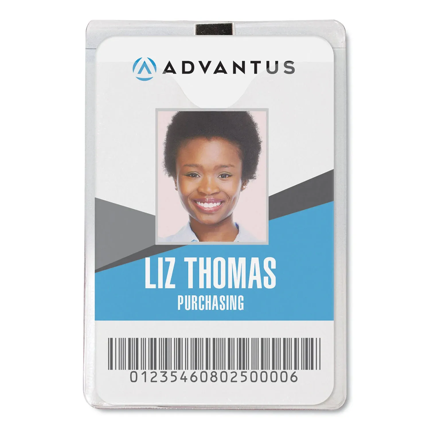 ADVANTUS Security and ID Badge Holder with Clip, Vertical, 3 x 4" Insert Size, Vinyl, Box of 50 (75457)