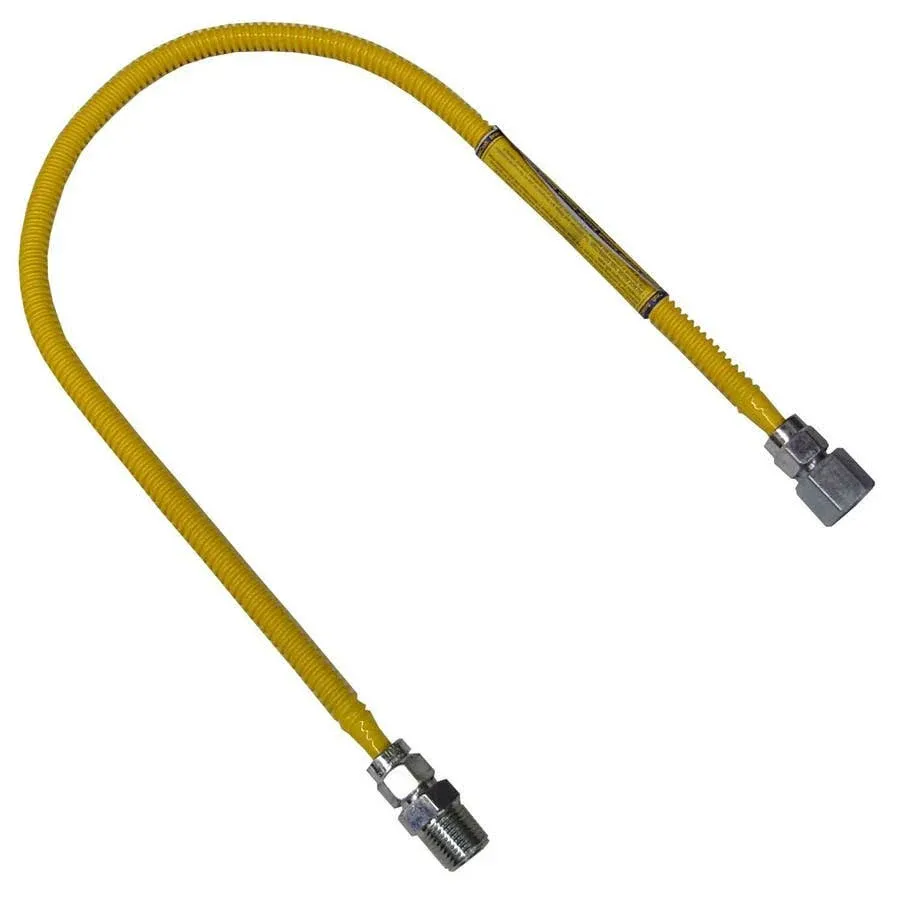 LASCO 10-1211 Flexible Coated Gas Appliance Supply Line, 48-Inch, 3/8-Inch OD Connector with 1/2-Inch MIP X 1/2-Inch FIP Fittings , Yellow