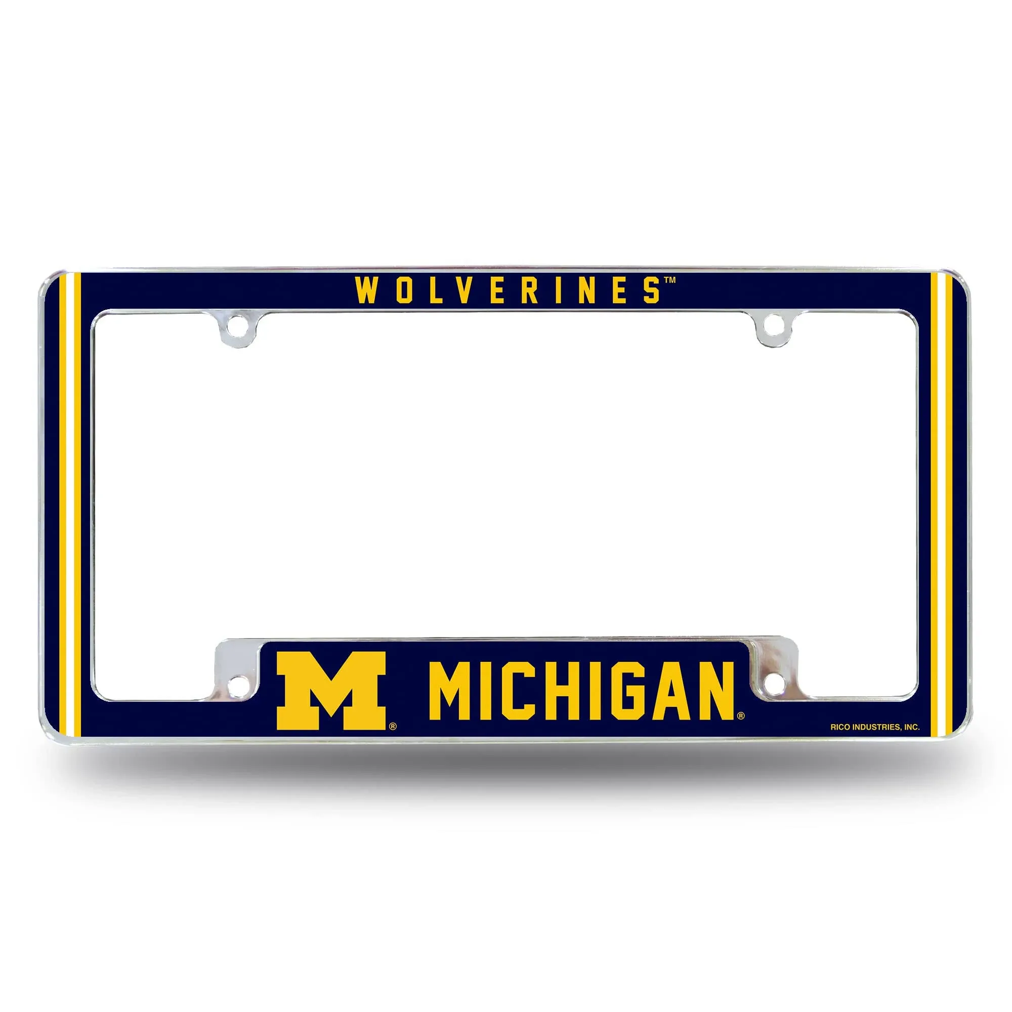 Rico Industries NCAA Michigan Wolverines 12 x 6 Chrome Classic All Over ...