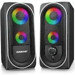 INSMART Computer Speakers, Volleyball Net Stereo Volume Control with RGB Light USB Powered Gaming Speakers