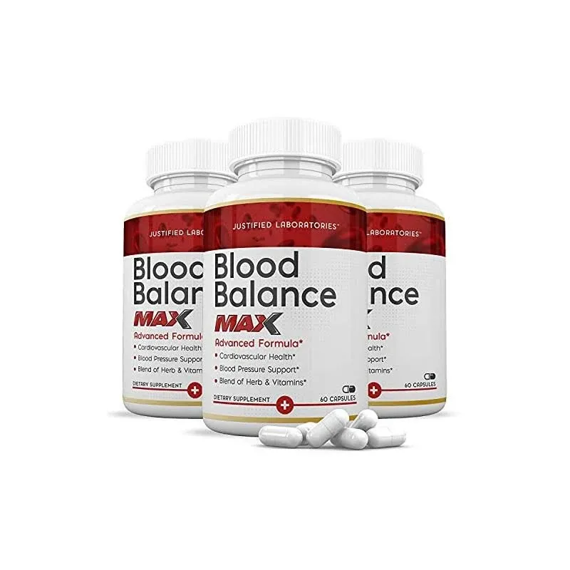 Justified Laboratories (3 Pack) Blood Balance Max 1295mg Formula Supplement Pills ...