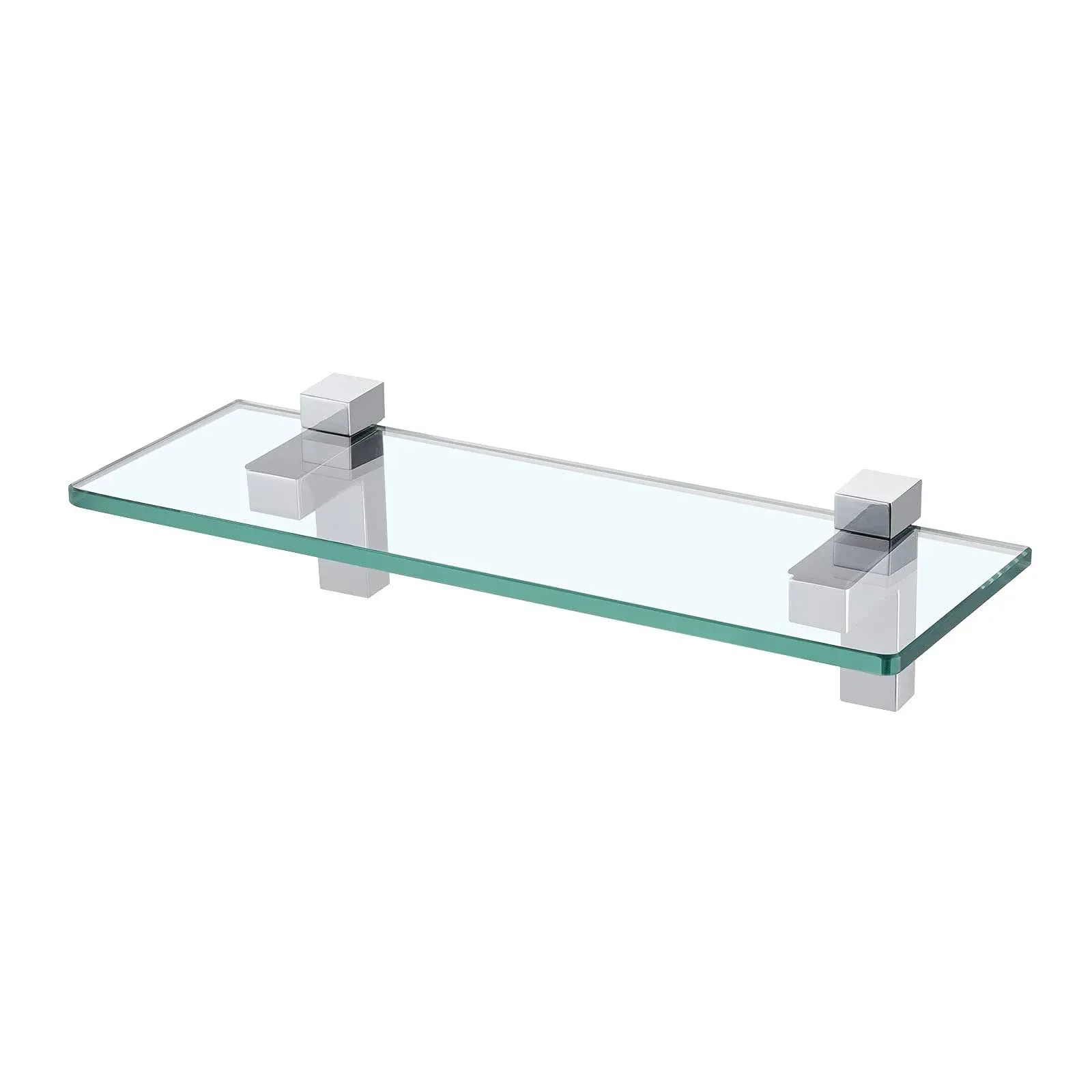 KES Bathroom Tempered Glass Shelf 14" 8MM-Thick Wall Mount Rectangular, Polished Chrome Bracket, BGS3201S35