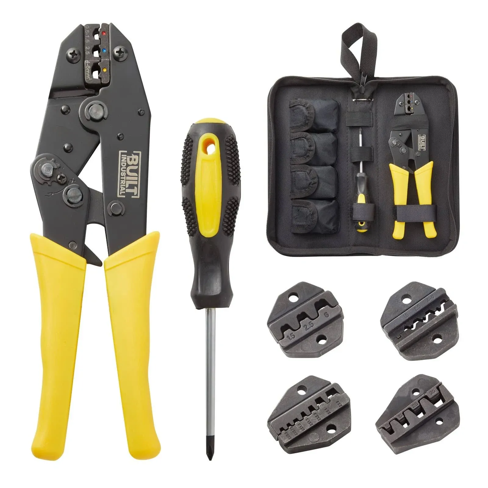 Built Industrial 5 Piece Ratcheting Wire Crimping Tool Set for Heat Shrink ...