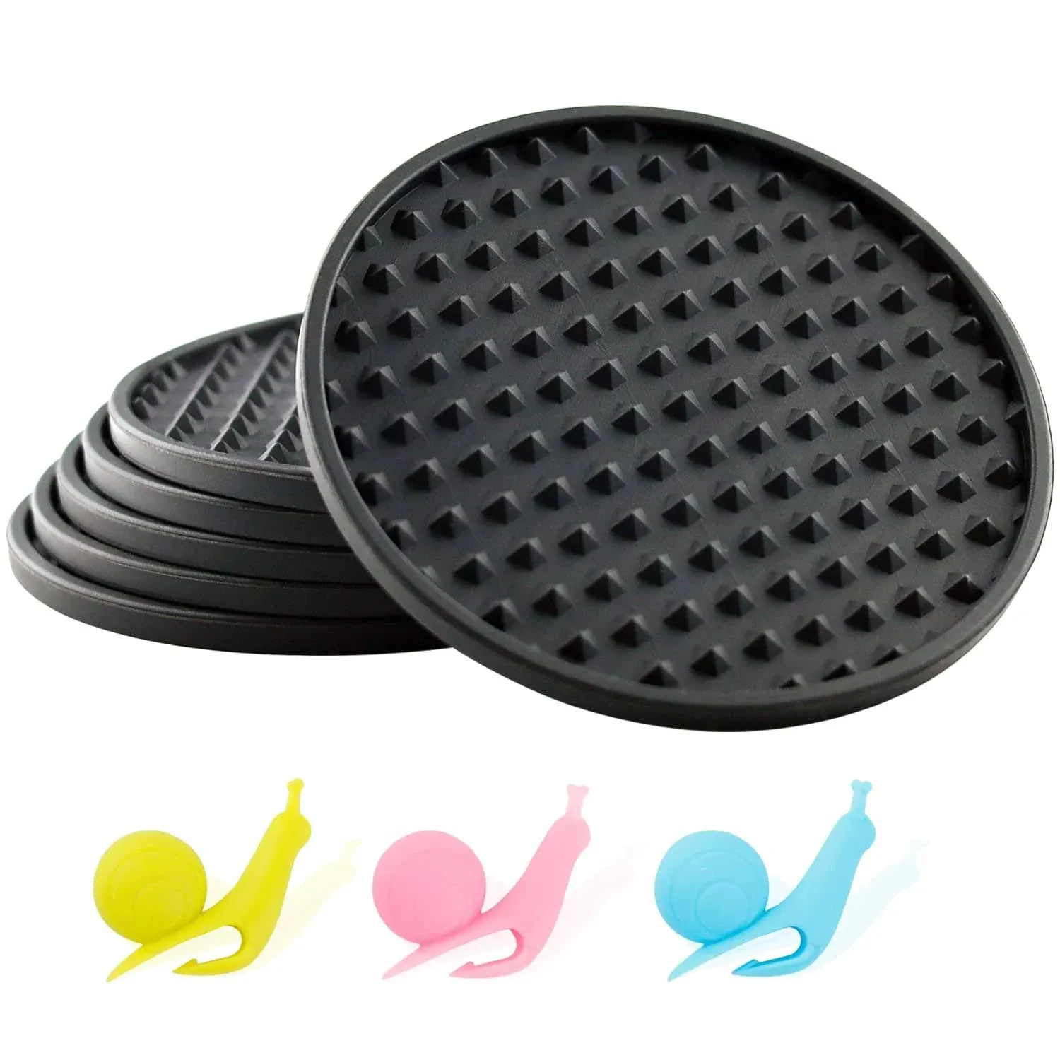 Lokehetao Coasters for Drinks Silicone Coasters 6 Set Non-Slip Cup Coasters Heat ...