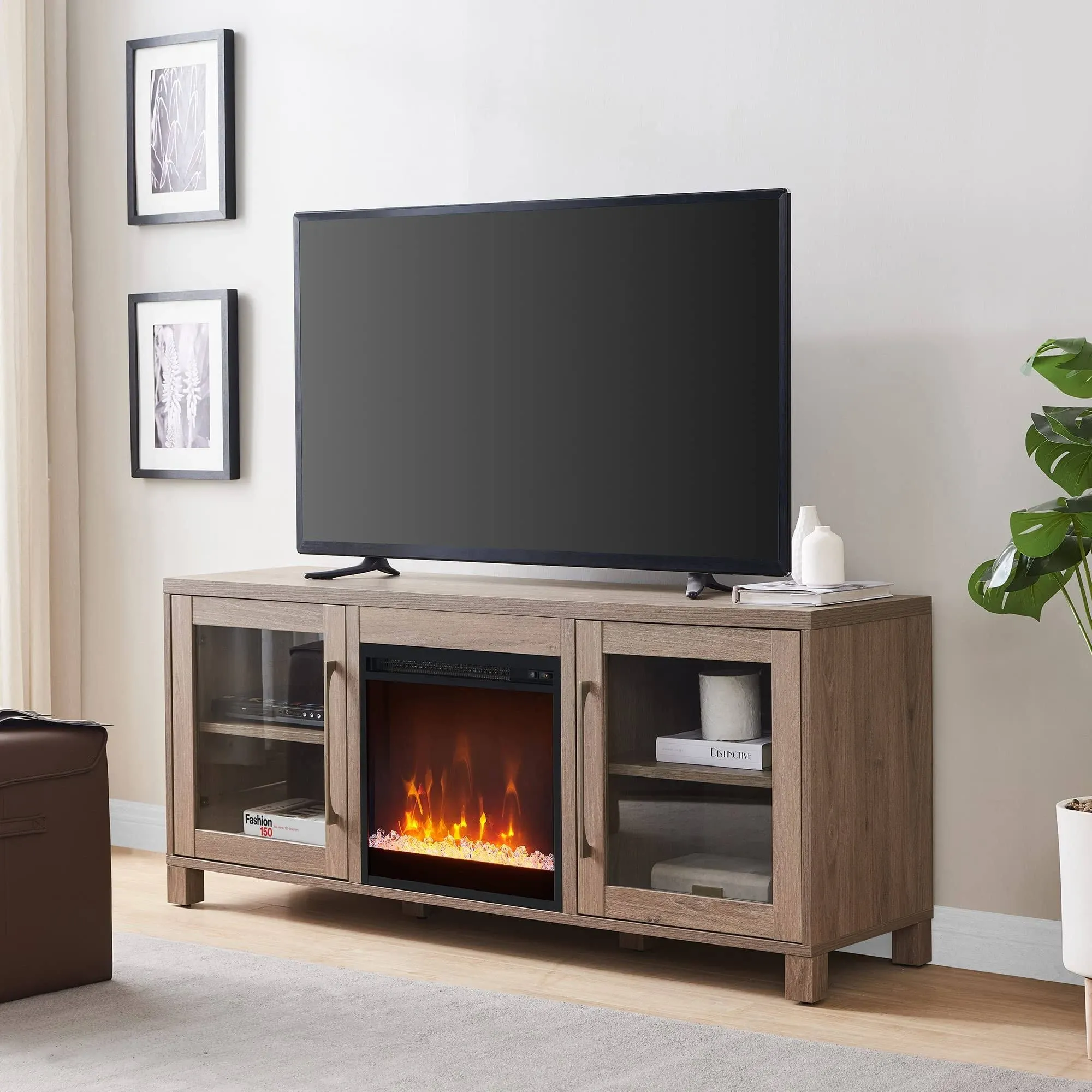 Quincy TV Stand with Fireplace Insert