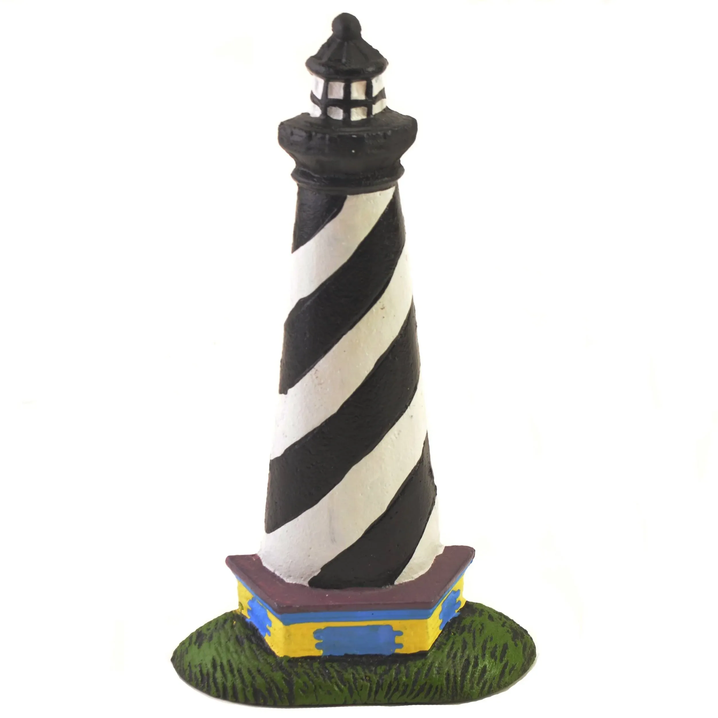 Cast Iron Doorstop Door Wedge Stop Black & White Lighthouse 10.25" Tall