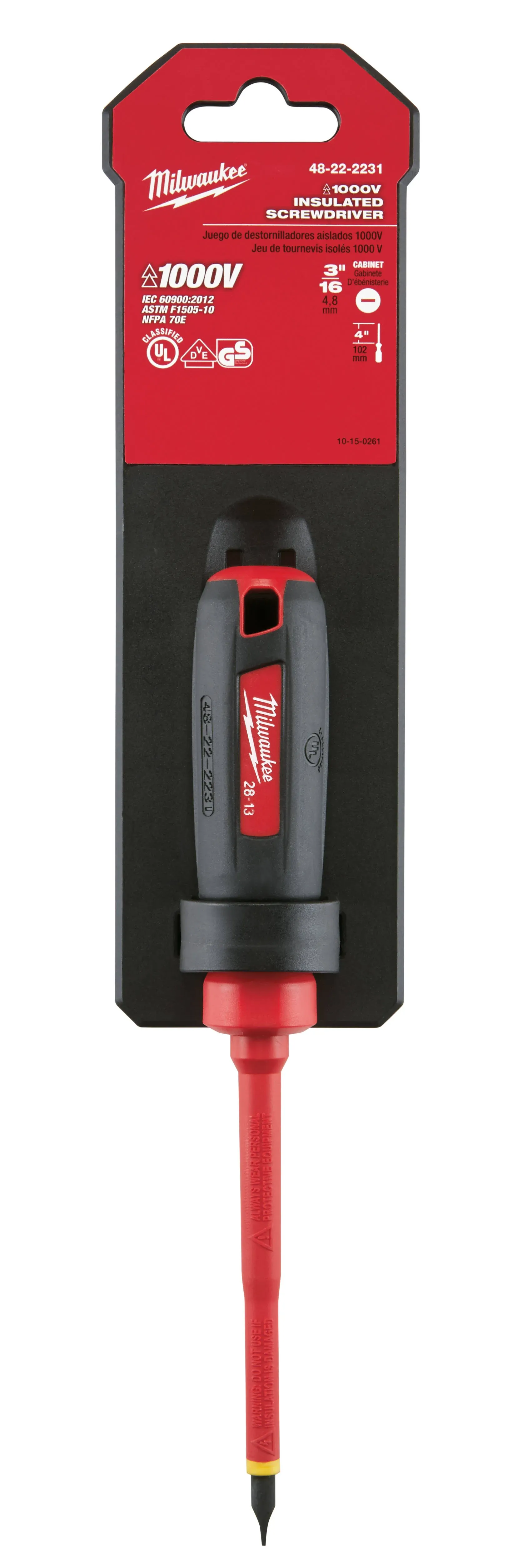 Milwaukee 48-22-2231 3/16 inch Cabinet 4 inch Insulated Screwdriver