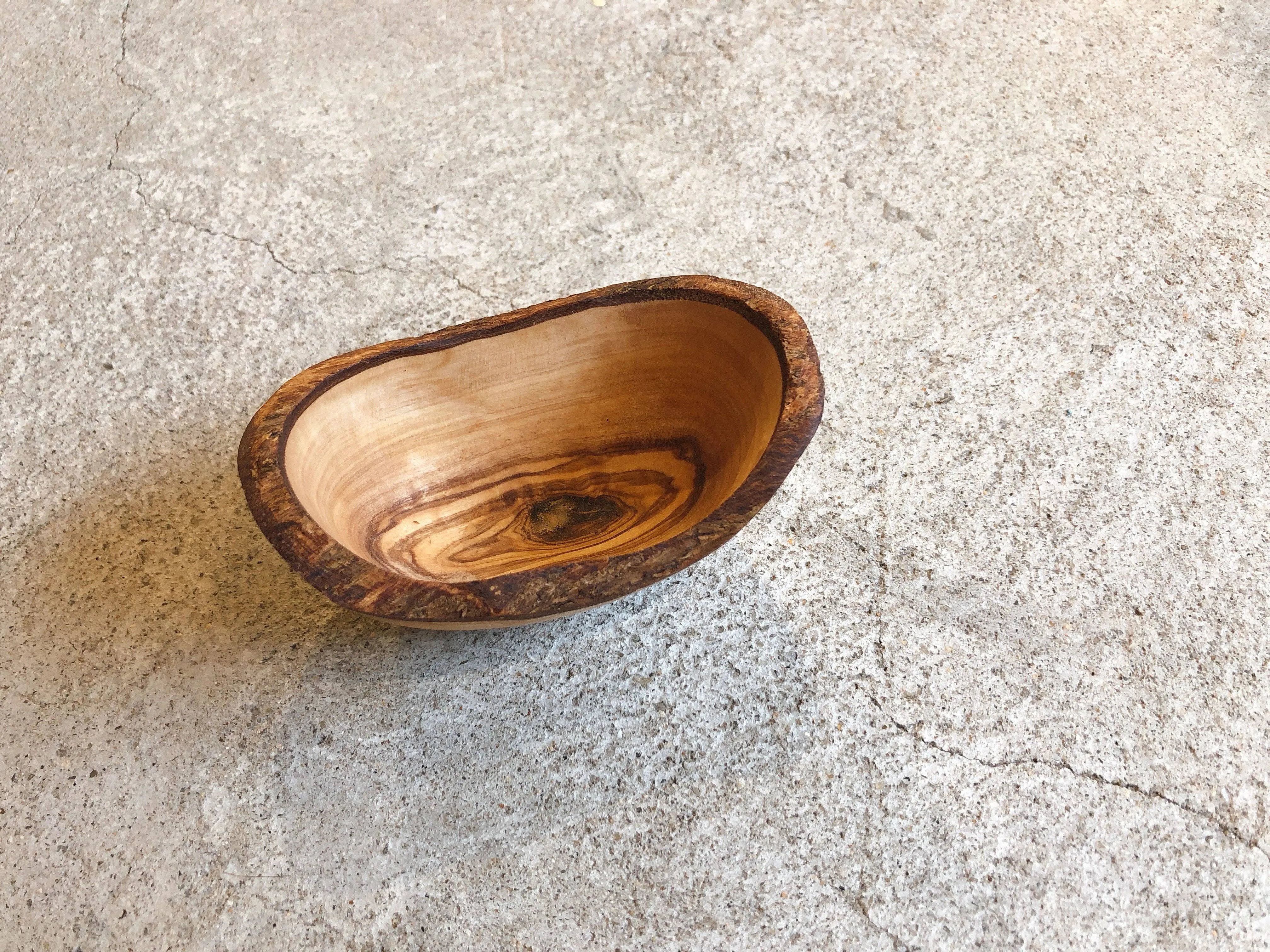 Olive Wood Dipping Bowl - Rustic. Olive wood bowl for dipping oils, condiments, olive bowl, snack bowl, tapas dish. Handcrafted in Tunisia.