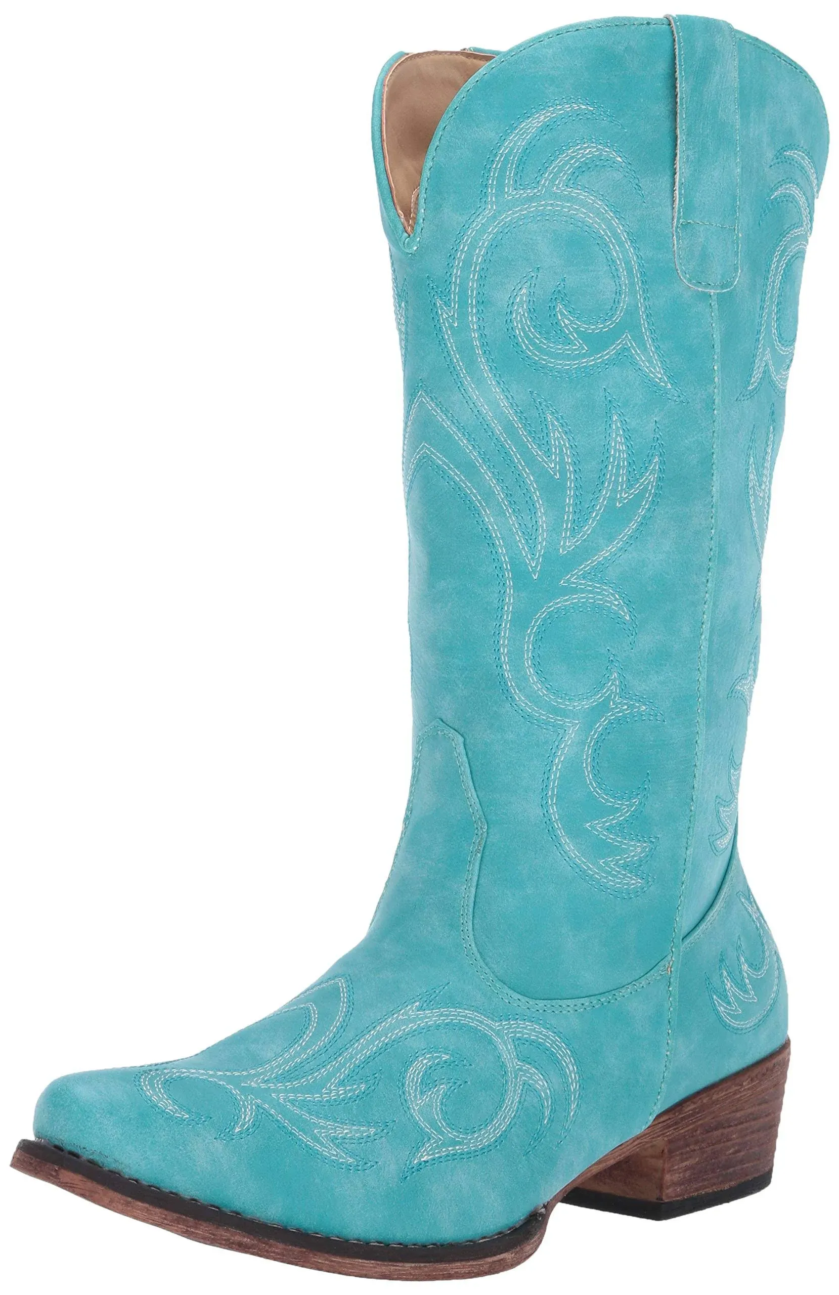 Roper Womens Turquoise Faux Leather Riley 12In Cowboy Boots