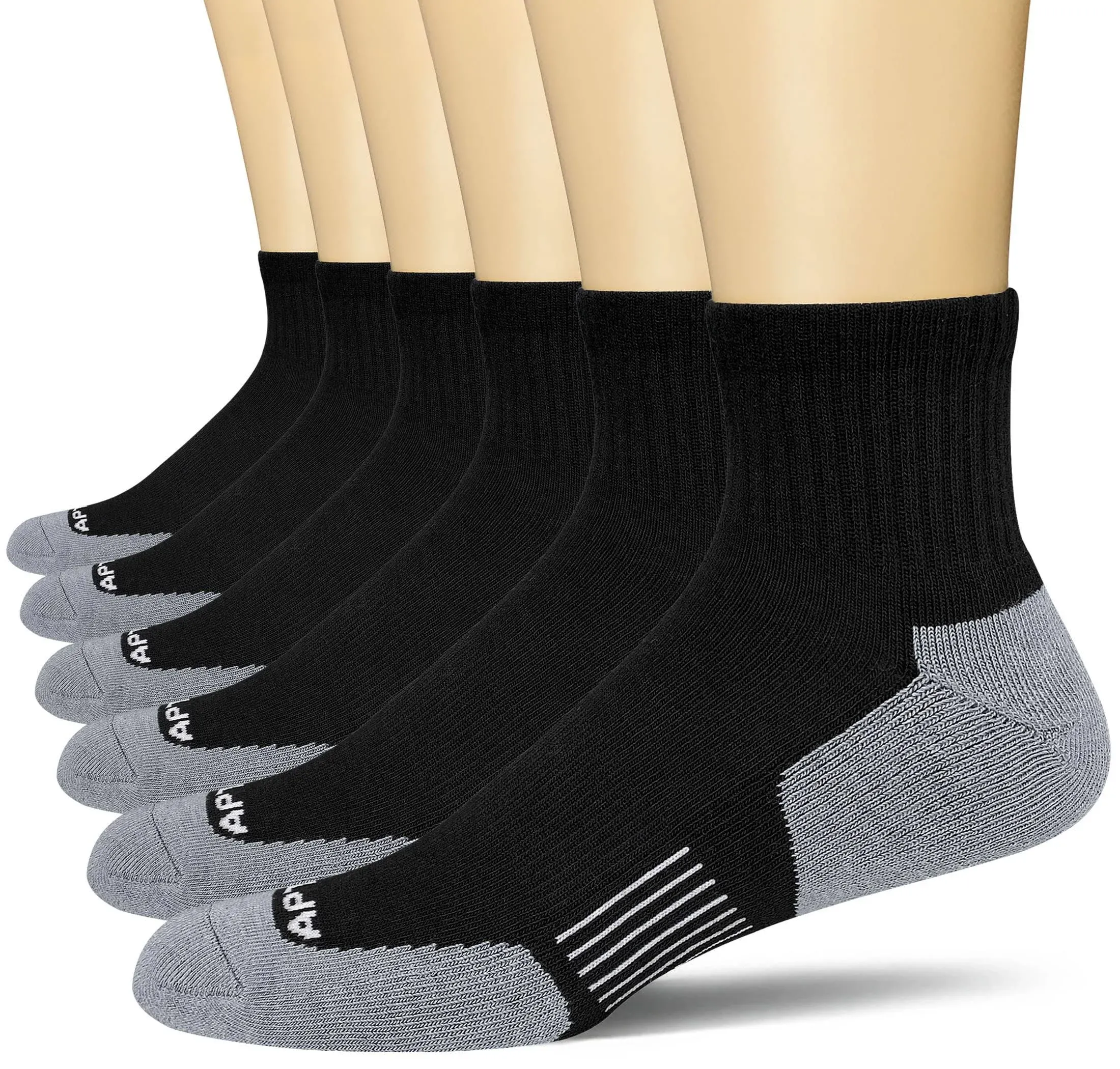 APTYID Men&#039;s Moisture Wicking Cushioned Ankle Socks (6 9-12, 6 Pairs Black 