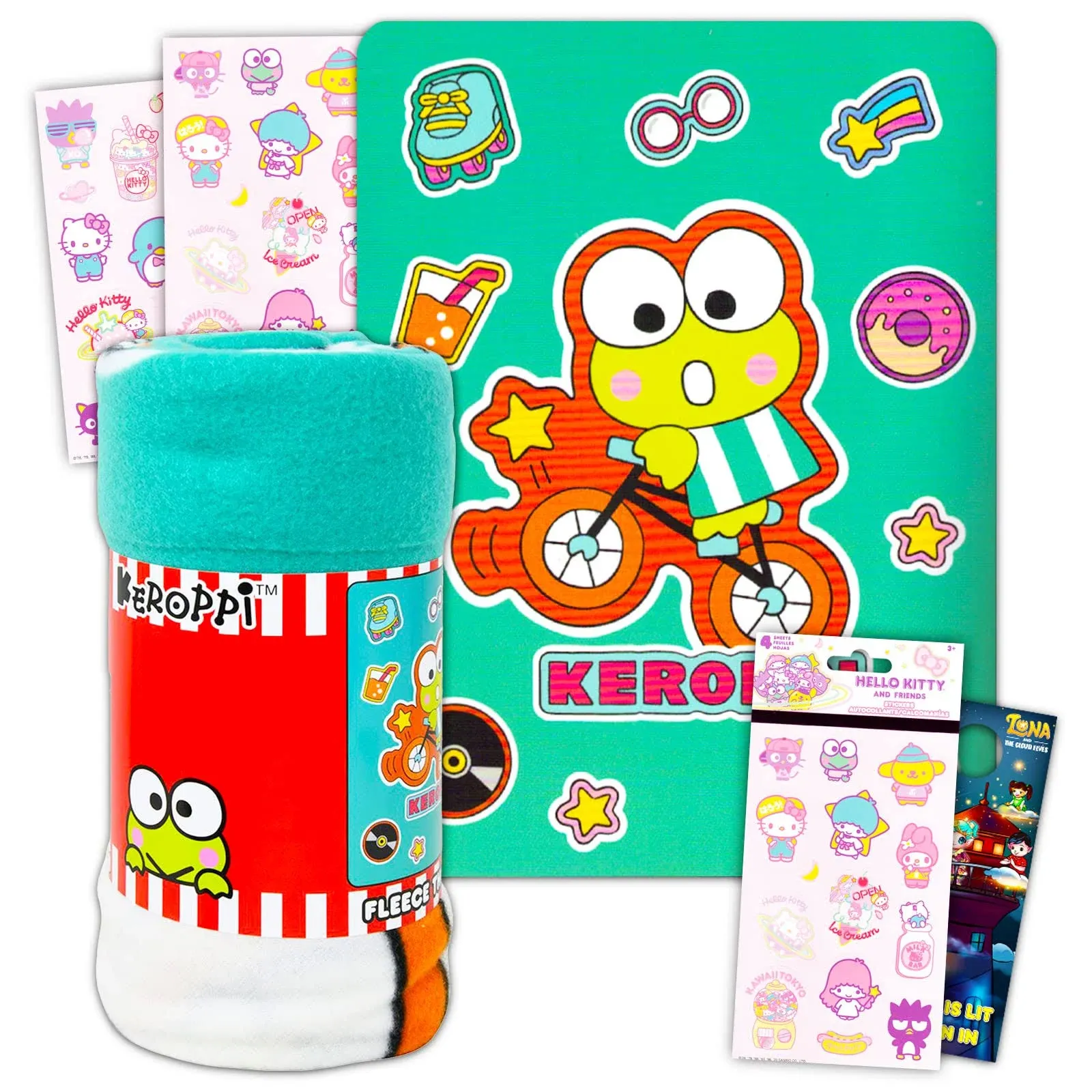 Keroppi Fleece Blanket Bundle - Keroppi Blanket Bundle with Hello Kitty Stickers ...