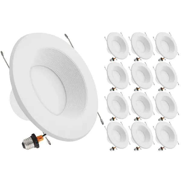 Maxxima 12 Pack 5 in. & 6 in. 5 CCT Retrofit Recessed LED Downlight