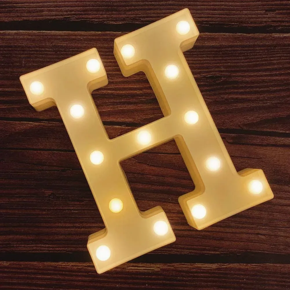 MUMUXI Marquee Light Up Letters | Large Light Up Numbers | Battery Powered and Bright with Every Letter of The Alphabet | for Wedding, Birthday, Party, Celebration, Christmas or Home Decoration (H)