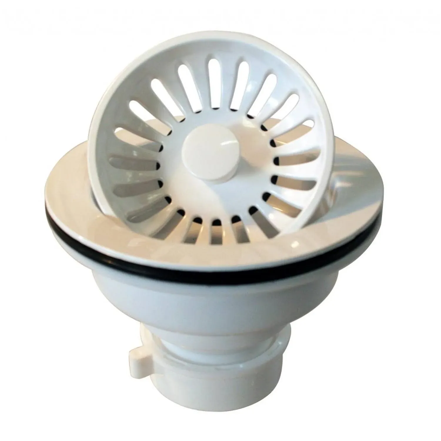 Westbrass Push-Pull Style Large Kitchen Sink Basket Strainer, Powder Coat White, D2143P-50