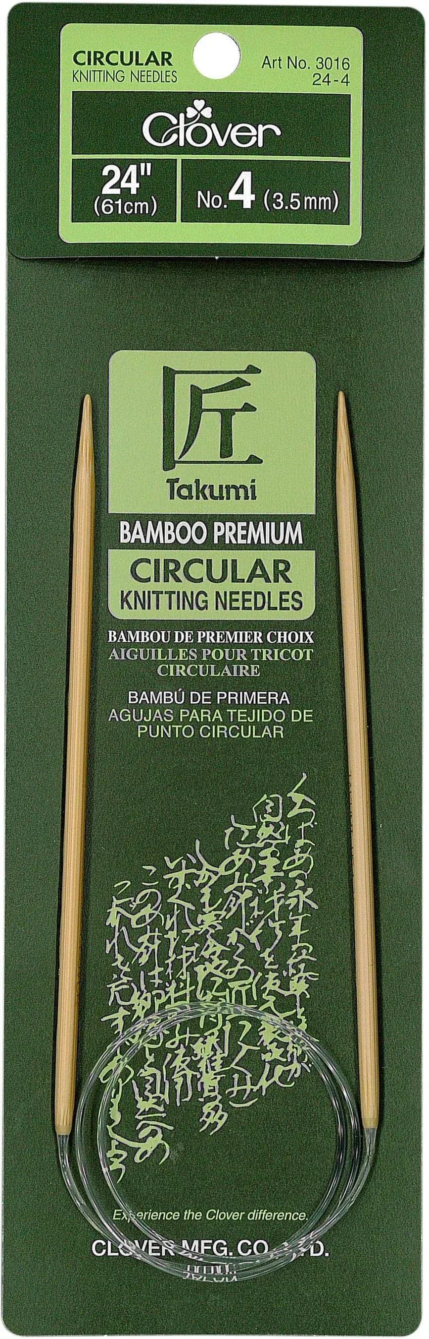 Clover Takumi Bamboo Circular 24-Inch Knitting Needles Size 4