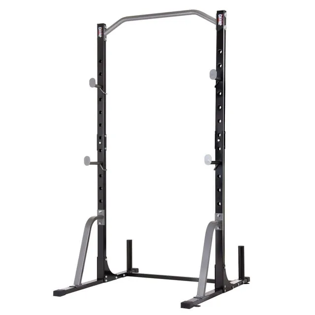 Body Champ Power Rack System Adjustable Squat Rack Weight and Bar Holder for Home Fitness Equipment with Built in Floor Anchors Stability