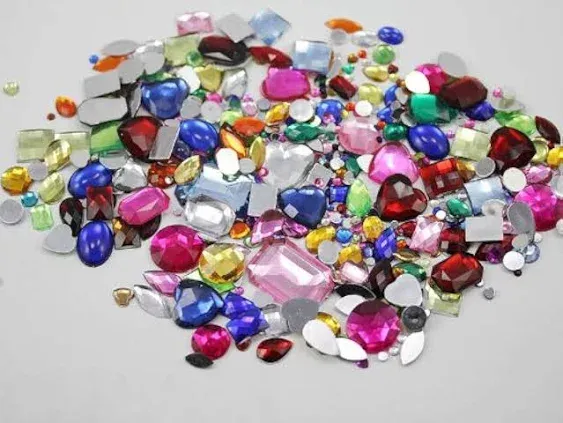 Rhinestone Bulk Crafting Gems. Assorted Colors, Shapes, and Sizes - 1 Pound (1 Pack)