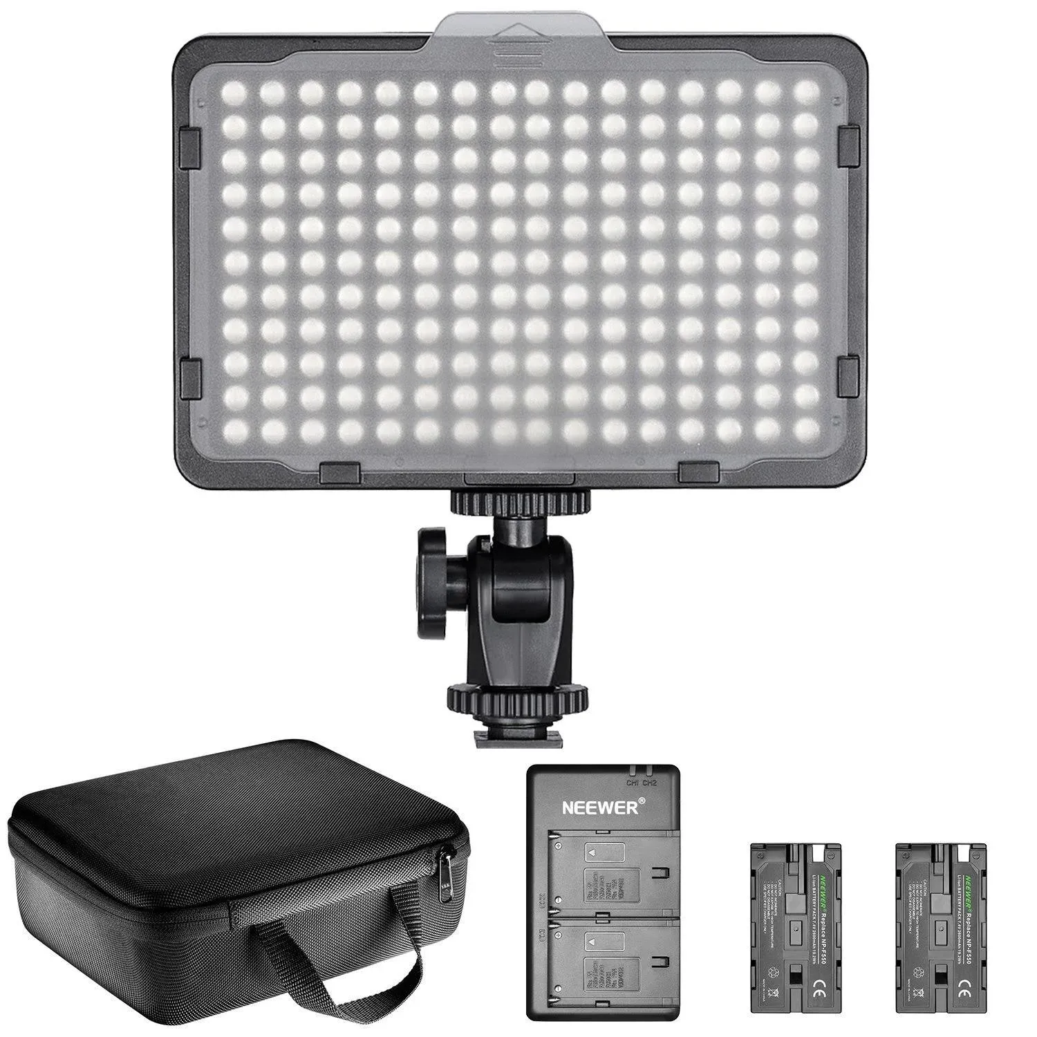 Neewer Dimmable 176 LED Video Light Lighting Kit with Battery and USB Charger