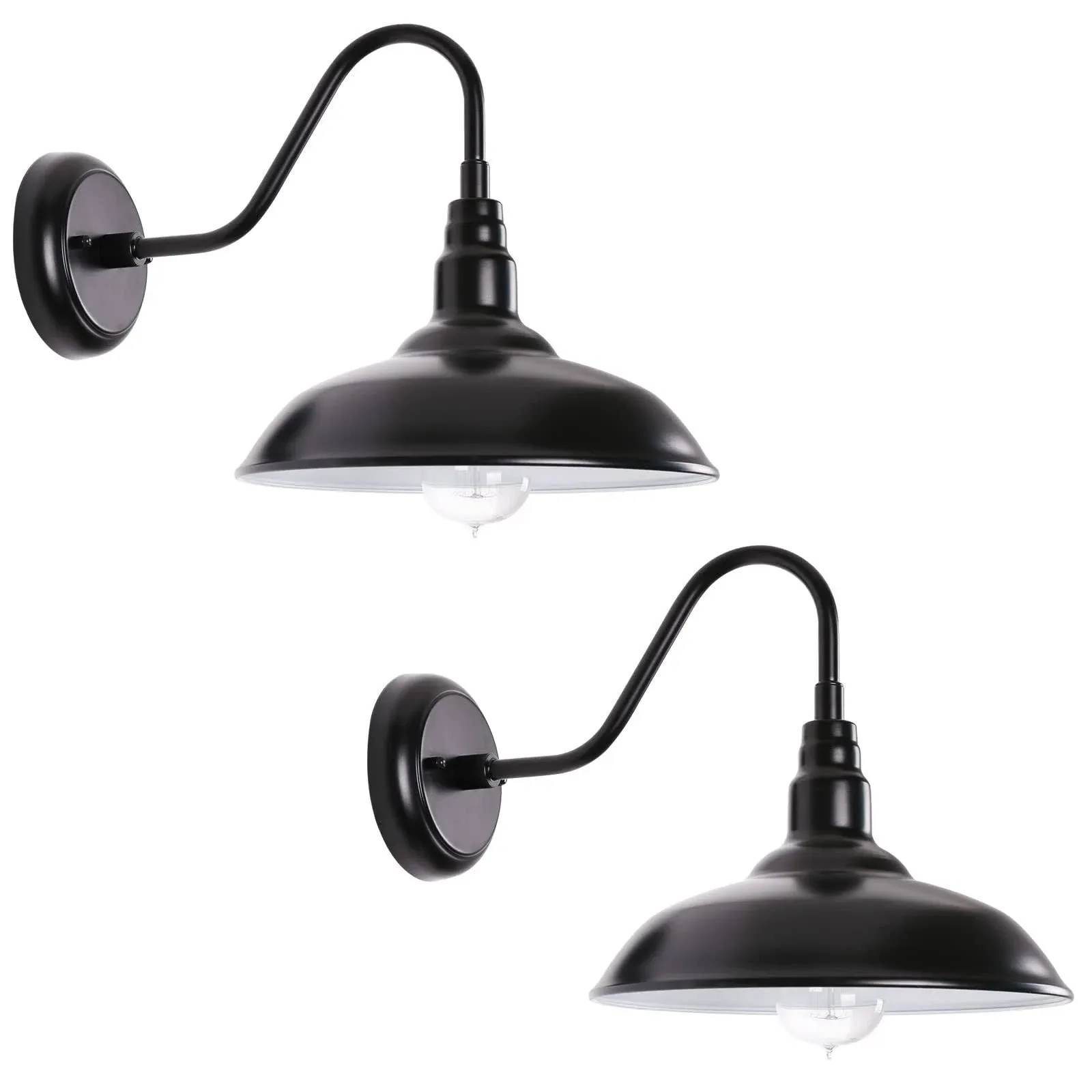 GOALPLUS 10 Dome Outdoor Gooseneck Light, Satin Black Gooseneck Barn Wall Sconce ...